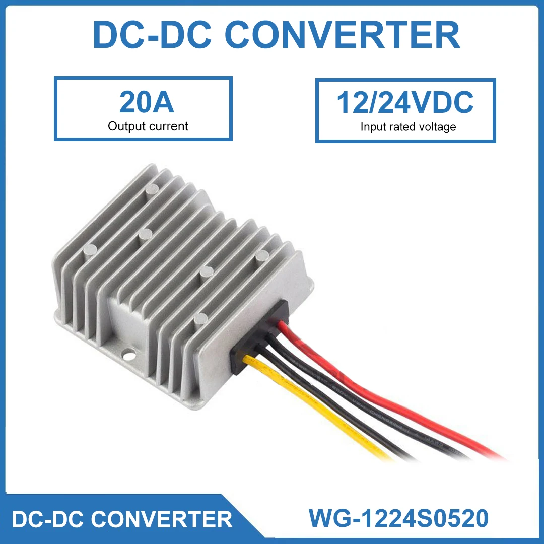 

DC-DC Power Module 12V 24V To 5V 20A Waterproof Voltage-reducing Module Pure Copper Wire Inductor SMT Assembly Process