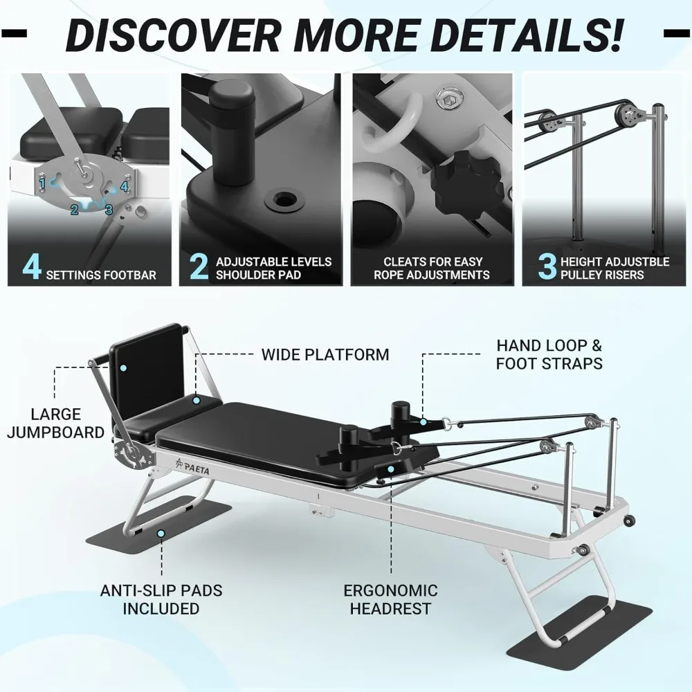 Pilates, máquina de pilates plegable para uso doméstico, con resortes y cables de doble resistencia,