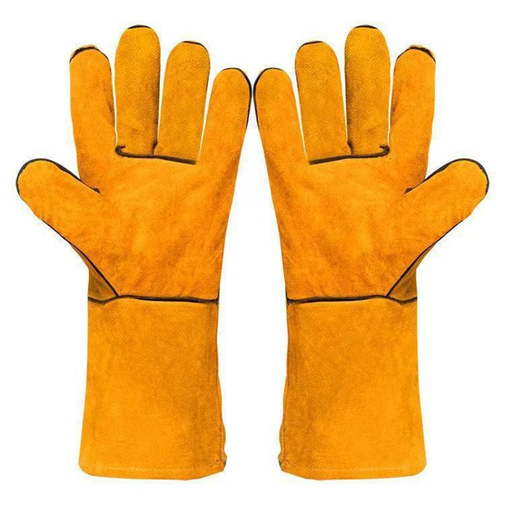 

1 Pair Men Women Cowhide Work Gloves Garden Welding Security Protection Safety Working Mechanic For Multipurpose Wear Resistant