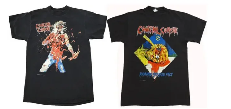 Eaten Back to Life t-shirt 1990 and Hammer Smashed Face 1993