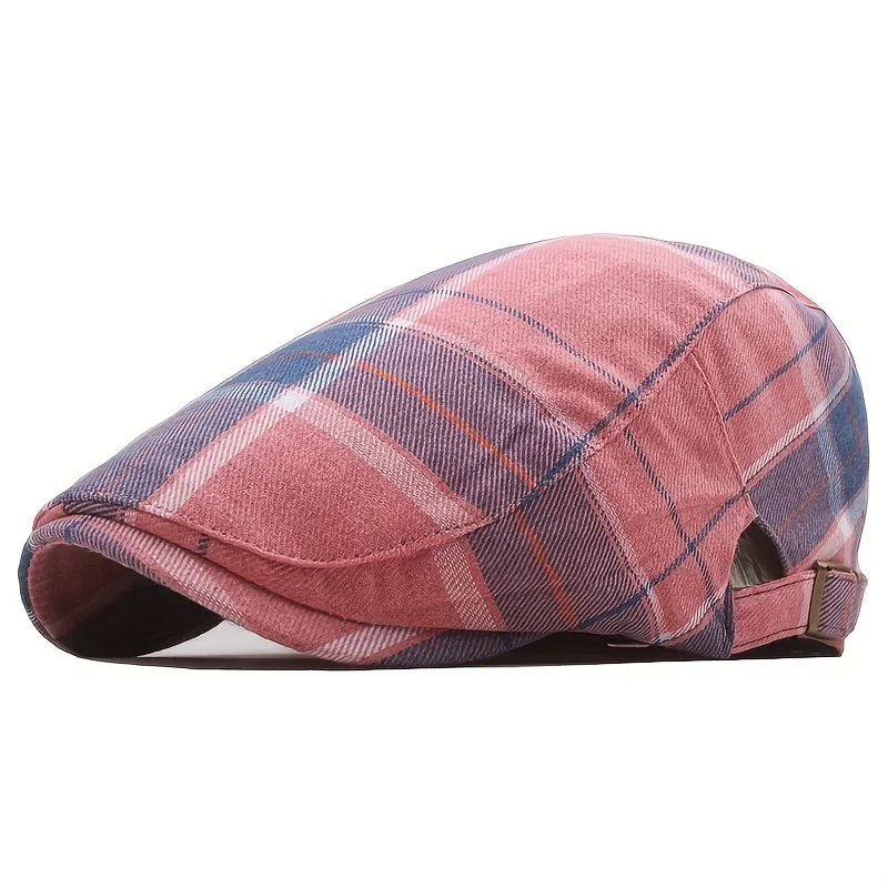 1pc Men\'s Plaid Pattern Flat Cap Newsboy Hat Beret Cabbie Gatsby Cap hat for men newsboy cap gorras mens hats