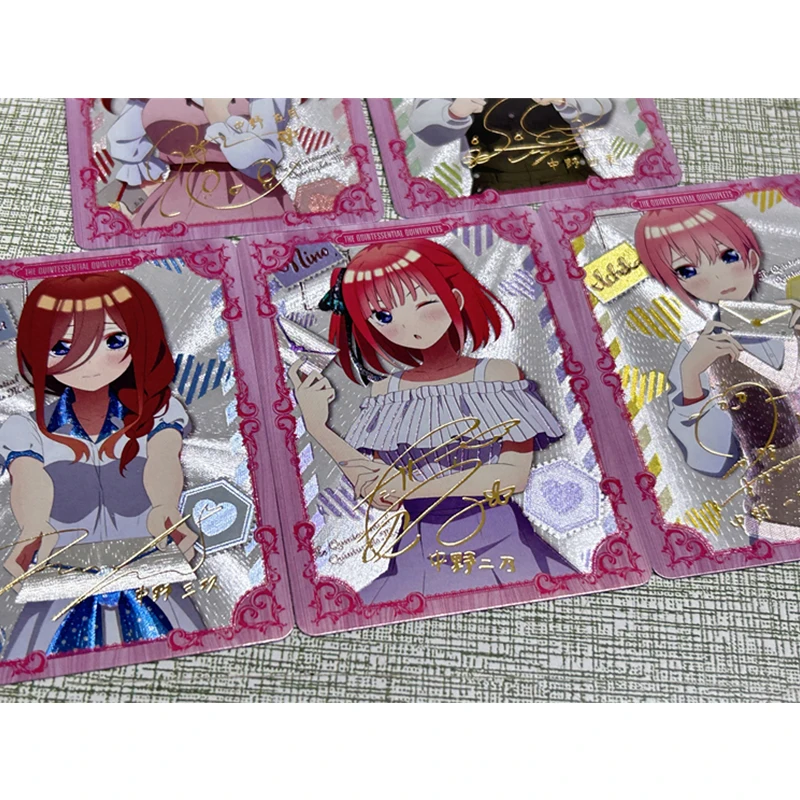 Anime The Quintessential Quintuplets DIY ACG Refraction Foil Nakano Nino Ichika Toys for boys Collectible Cards Birthday Gift