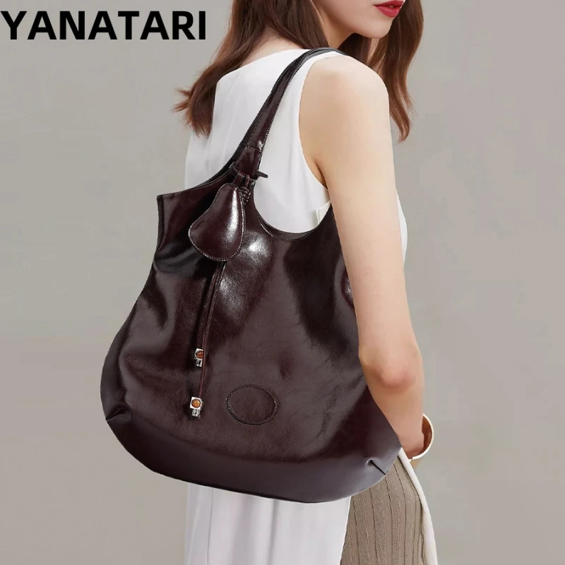 

Women's Large Capacity Shoulder Bag armpit bag Ladies Genuine Leather Commuter Shopper Bags High Quality Luxury Handbag Big tote