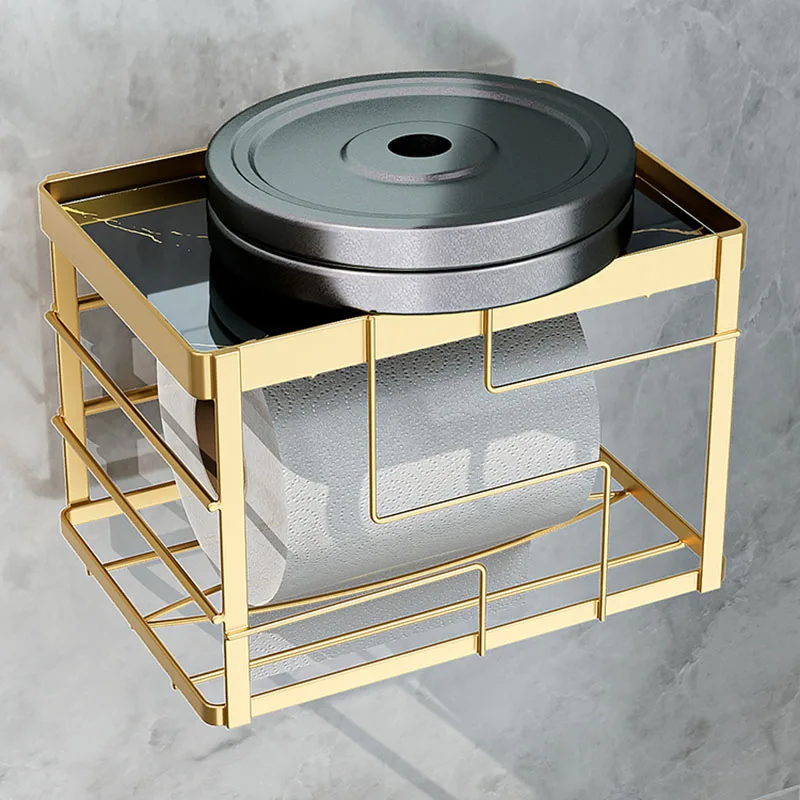Glass Bathroom Paper Roll Holder Black/White Toilet Tissue Box Paper Towel Rack Wall Mounted Mobile Phone Rack Bath shelf