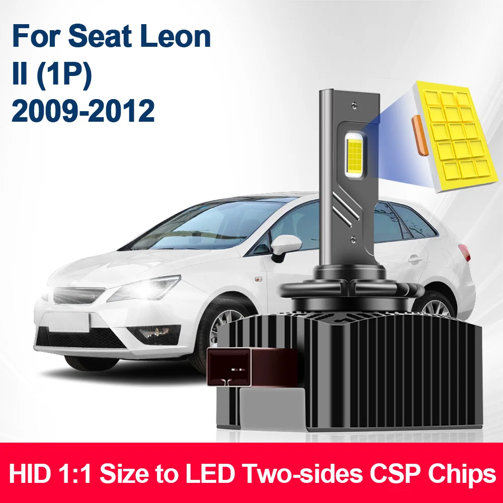 For Seat Leon II (1P) 2009-2012 Led Headlights Canbus D1S Bulbs Car Headlamp HID to Turbo Led 6000K 12V 30000LM 110W 55W