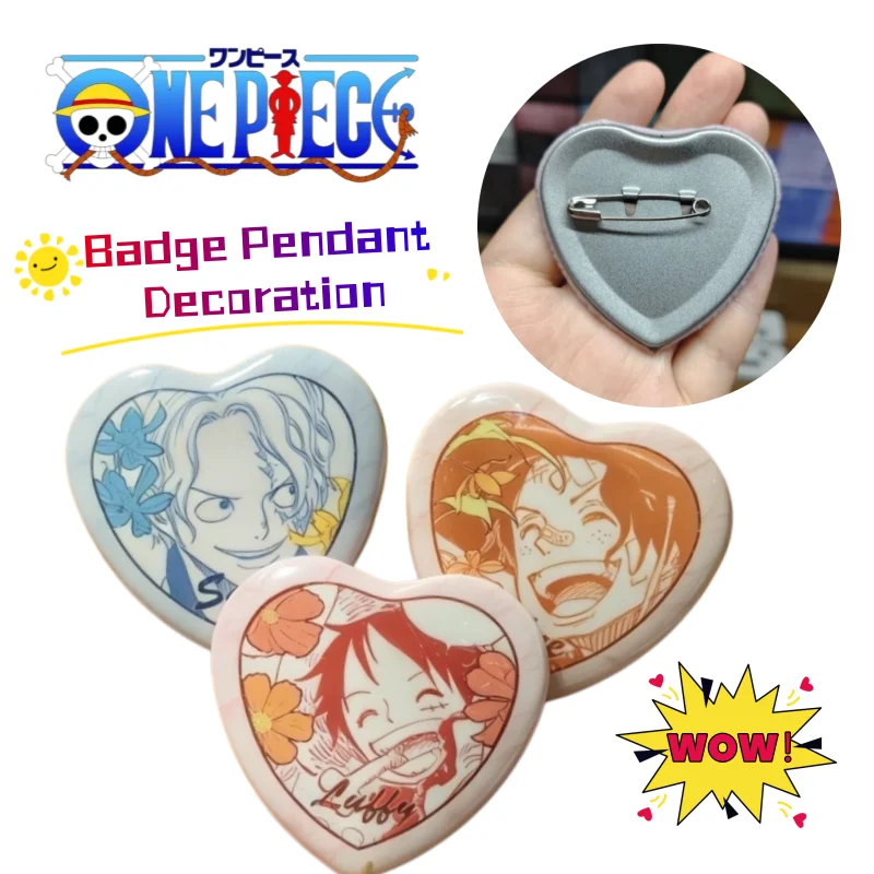 Medalla Colgante de One Piece Luffy y Ace: Insignia Creativa de Amor, Adorno de Escritorio y Accesorio de Mochila para Estudiantes (Unisex)