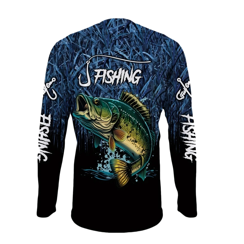 Camicie da pesca T-shirt da uomo Manica lunga Abbigliamento da uomo Autunno Streetwear Girocollo Pullover T-shirt da uomo Abbigliamento casual da uomo