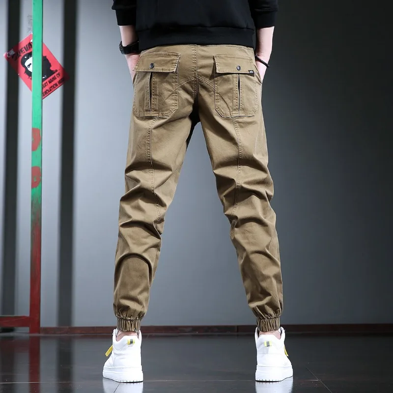 Pantalon de jogging en coton noir pour hommes, Streetwear, Hip Hop, décontracté, taille élastique, avec cordon de serrage, à la mode, 2022