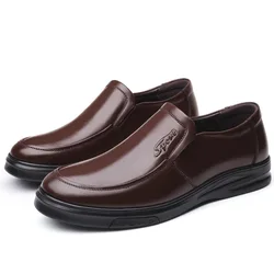 Genuine Leather Shoes Men Slip-on Loafers Cow Leather Mens Casual Shoes Flat Brand Male Footwear Black Brown Big Size 45 A4866