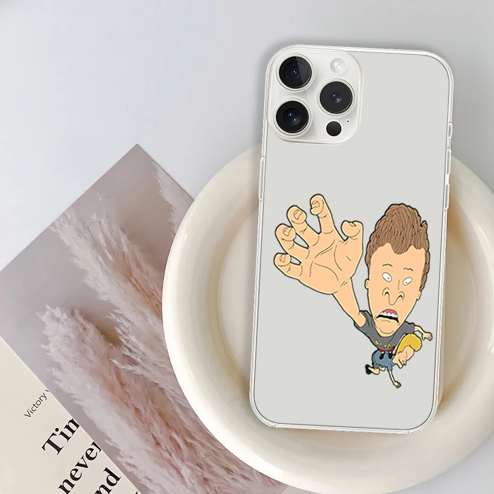 Cartoon B-Beavis and Butt-head Funny Phone Case for iPhone 12 11 13 14 15 16 Max Pro Plus Transparent Soft Shell