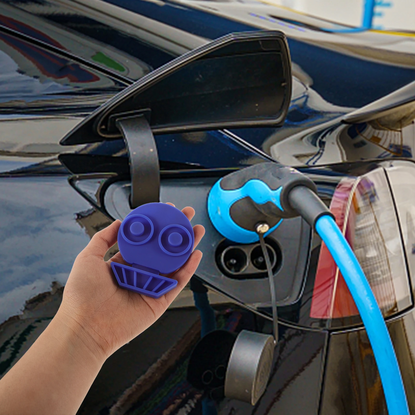 

1 Pair Ev Cover Waterproof Silicone Protective Cover For Car Charging Port Easy Install Outdoor Case For