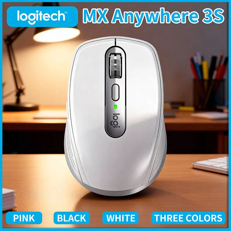 Precision Logitech MX Anywhere 3S Mouse - 8K DPI Glass Tracking, MagSpeed Scroll, Silent Click, USB-C Charging for Office
