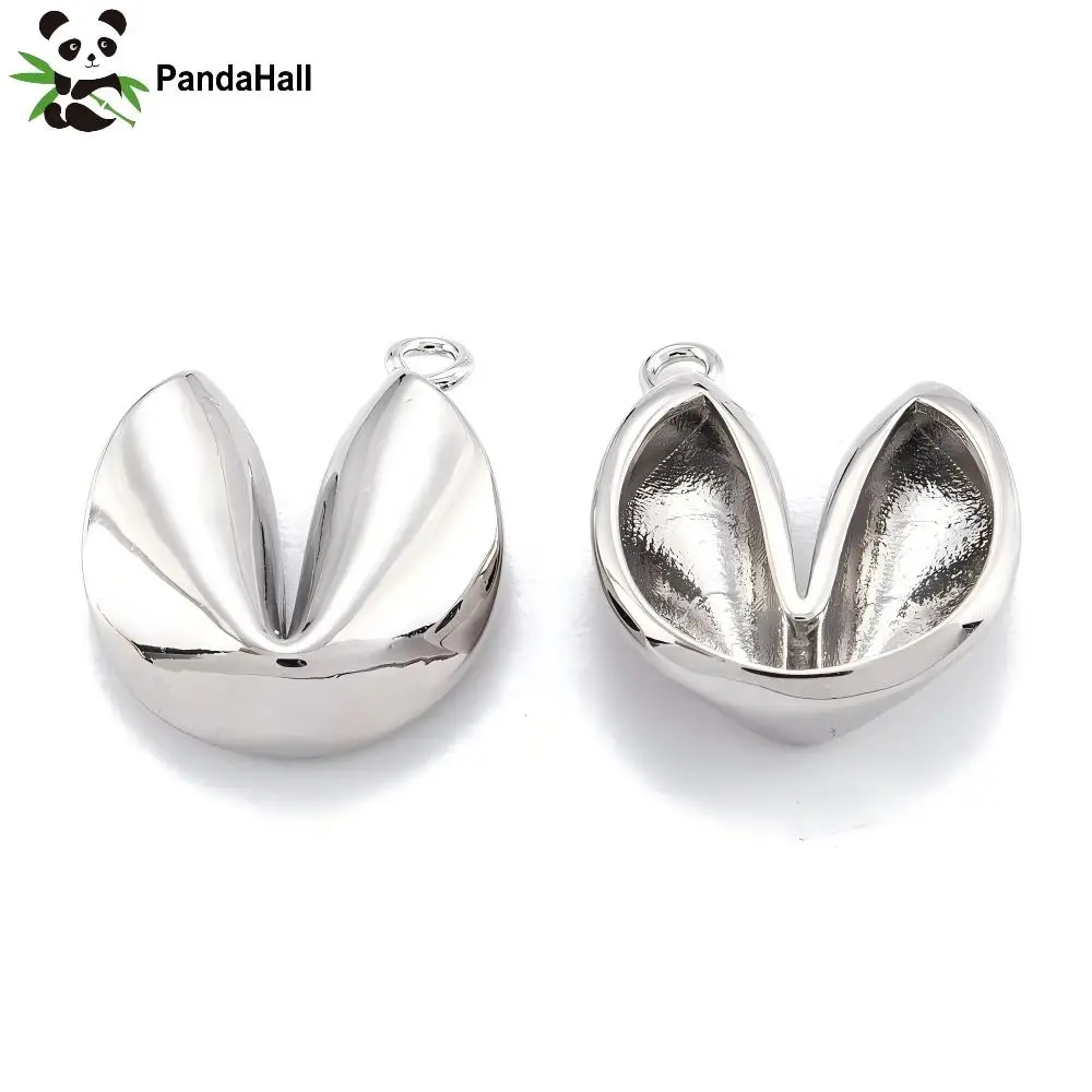 

PandaHall 10Pcs Gold & Silver Brass Fortune Cookie Charms, Long-Lasting Plated 17x15x5.5mm Nickel Free for DIY Jewelry Making