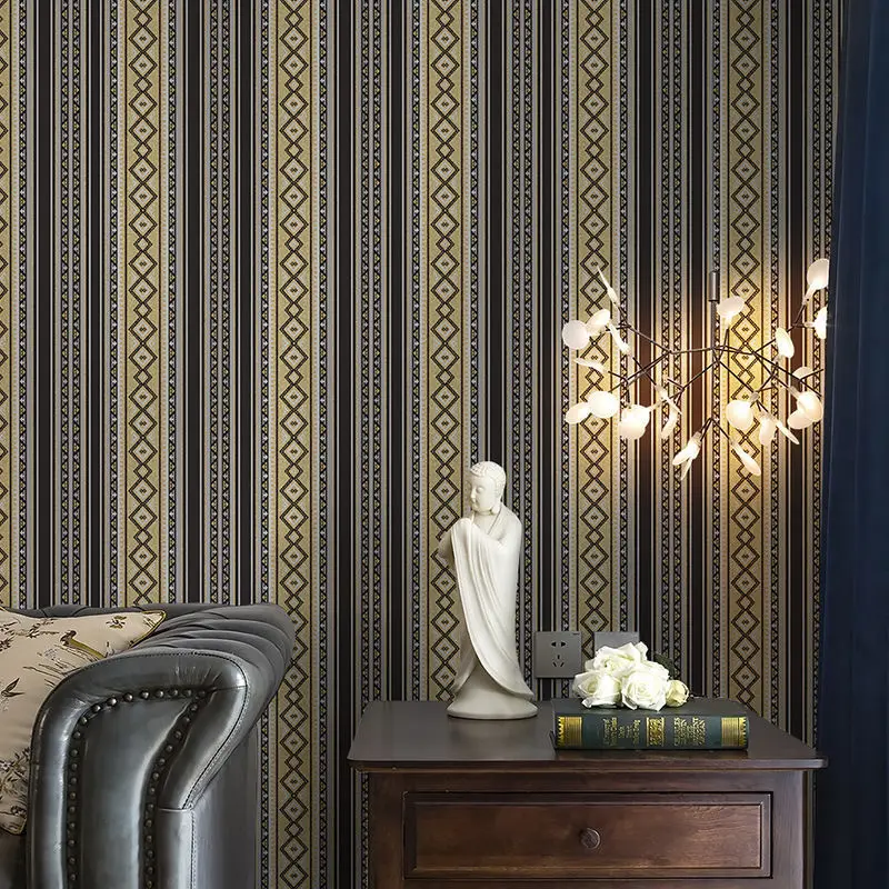 Imagem -04 - Nórdico Listrado Papel de Parede Retro Azul Bege Vermelho Sala Estar Quarto Fundo do Hotel Pvc à Prova D3d Água 3d Geometria Grade