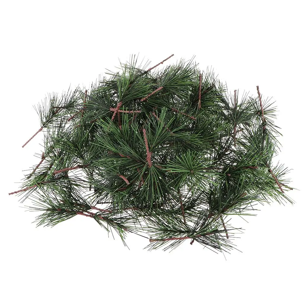 

100 шт. 6 см зеленые искусственные сосновые растения искусственные цветы для рождественских декора