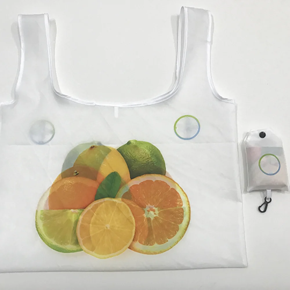 Transparent Fabric Polyester Folding Shopping Bag Vest Style Large Capacity Phone Bag Recycled Reusable Storage Tote Bag