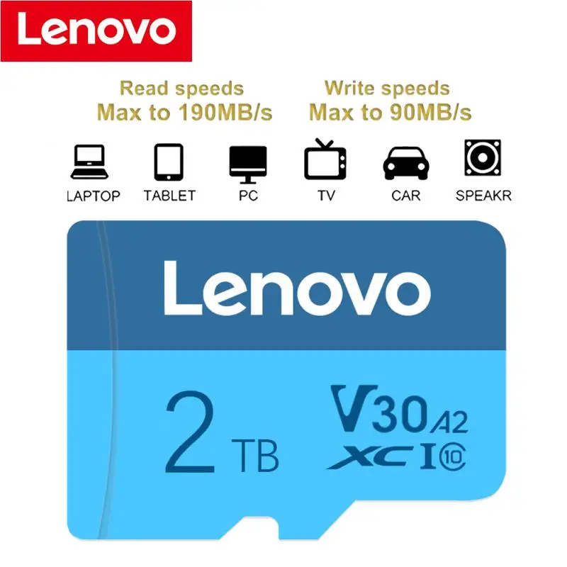 Lenovo kartu memori SD 2TB 1TB 512GB 256GB 128GB mikro Tarjeta SD Clase 10 Ultra Rapida kartu SD tahan air untuk Nintendo Switch