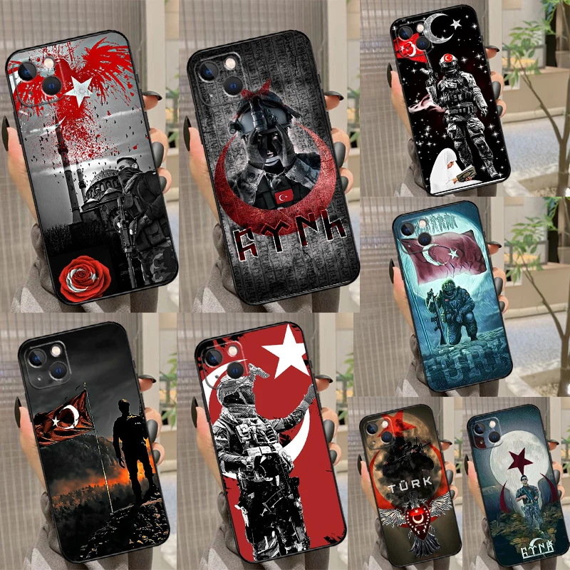 Turkey Flag Soldier Case For iPhone 12 13 Mini 11 14 Pro Max XS X XR Plus 15 16 Pro Max Cover