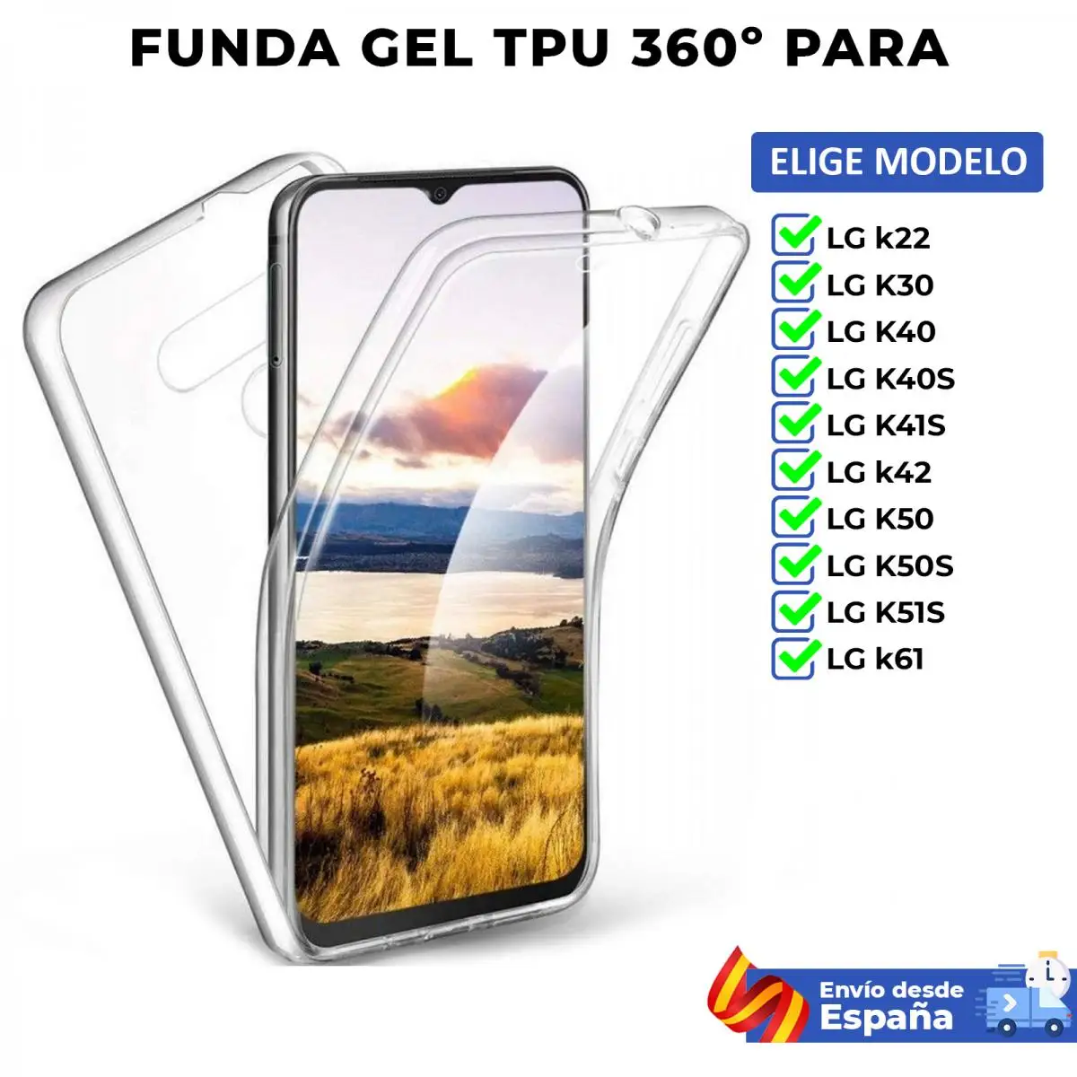 TPU 360 case for LG k22 K30 K40 K40S K41S k42 K50 K50S K51S k61