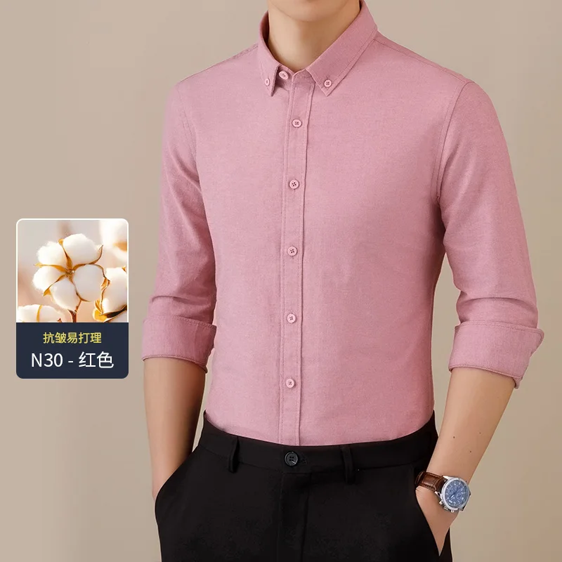 

New Pure Cotton Oxford Shirts For Men's Long Sleeve Regular Fit Male Casual Soft Comfortable Social White Shirts Men Clothing