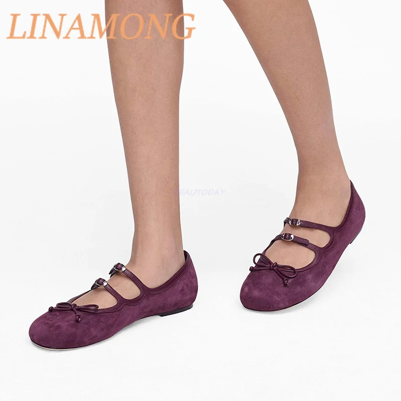 

Butterfly Bow Shallow Mouth Mary Jane Shoes Fashionable Simple Round Head Buckle Flat Bottom Comfortable Casual Ballet Shoes