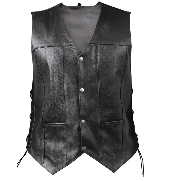 RIDERACT Motorbike Classic Riding Vest Adjustable Leather Vest Black