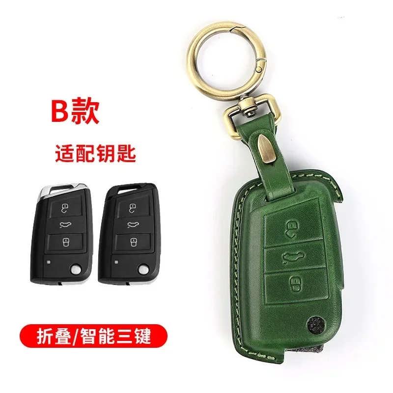 

Leather Car Key Case Cover Protection Keychain for Volkswagen Tiguan Golf 7polo Magotan Sagitar Lavida Tayron Accessories