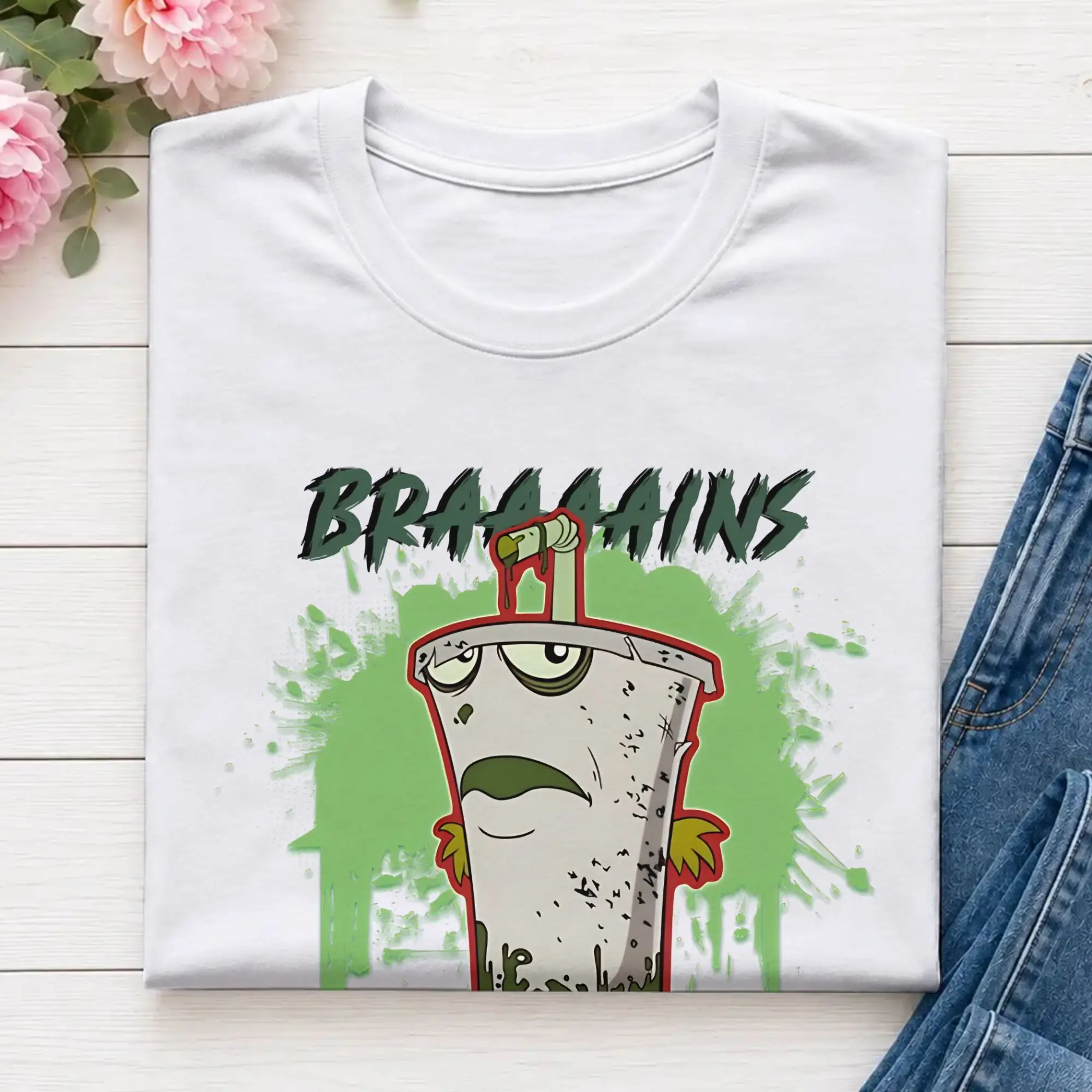 Men Zombeh Milkshake T Shirt Aqua Teen Hunger Force Pure Cotton Clothes Novelty Short Sleeve Round Collar Tees Plus Size T-Shirt