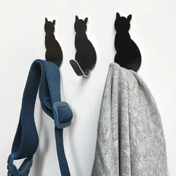 2pcs Cat Pattern Self Adhesive Hooks Storage Holder for Bathroom Kitchen Hanger Stick on Wall Hanging Door Clothes Towel Racks