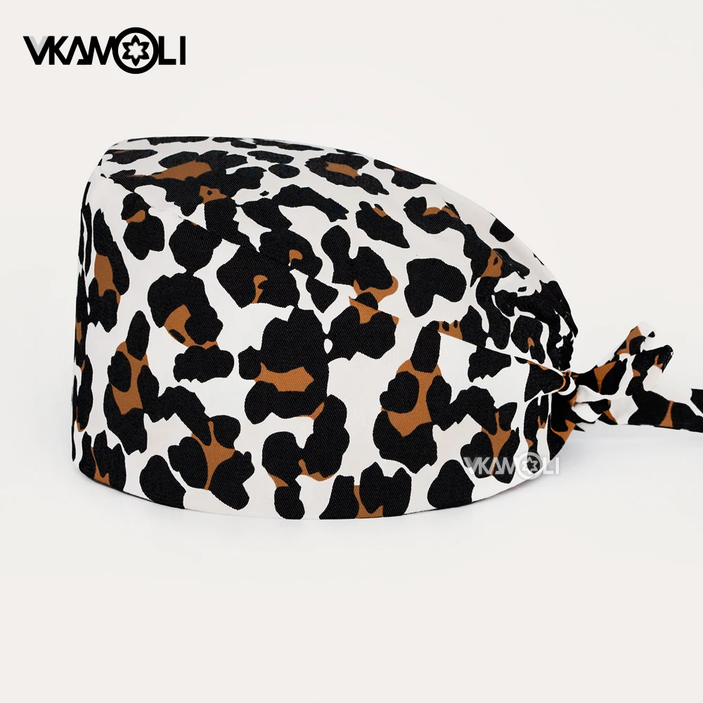 Fashion leopard print Scrubs hat accesorios medicos scrub caps Health service Workers cap nurse accessories surgery cap women