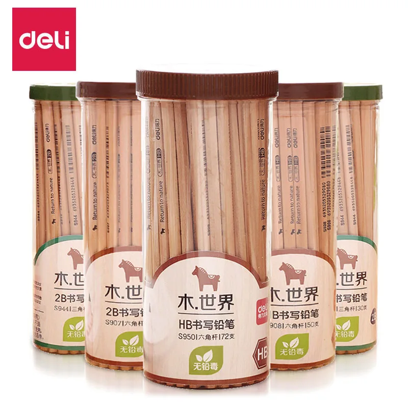 Deli 30pcs/lot Wooden Pencil HB 2B Pencil Student Writing Drawing Sketch Pencils Stationery Supplies