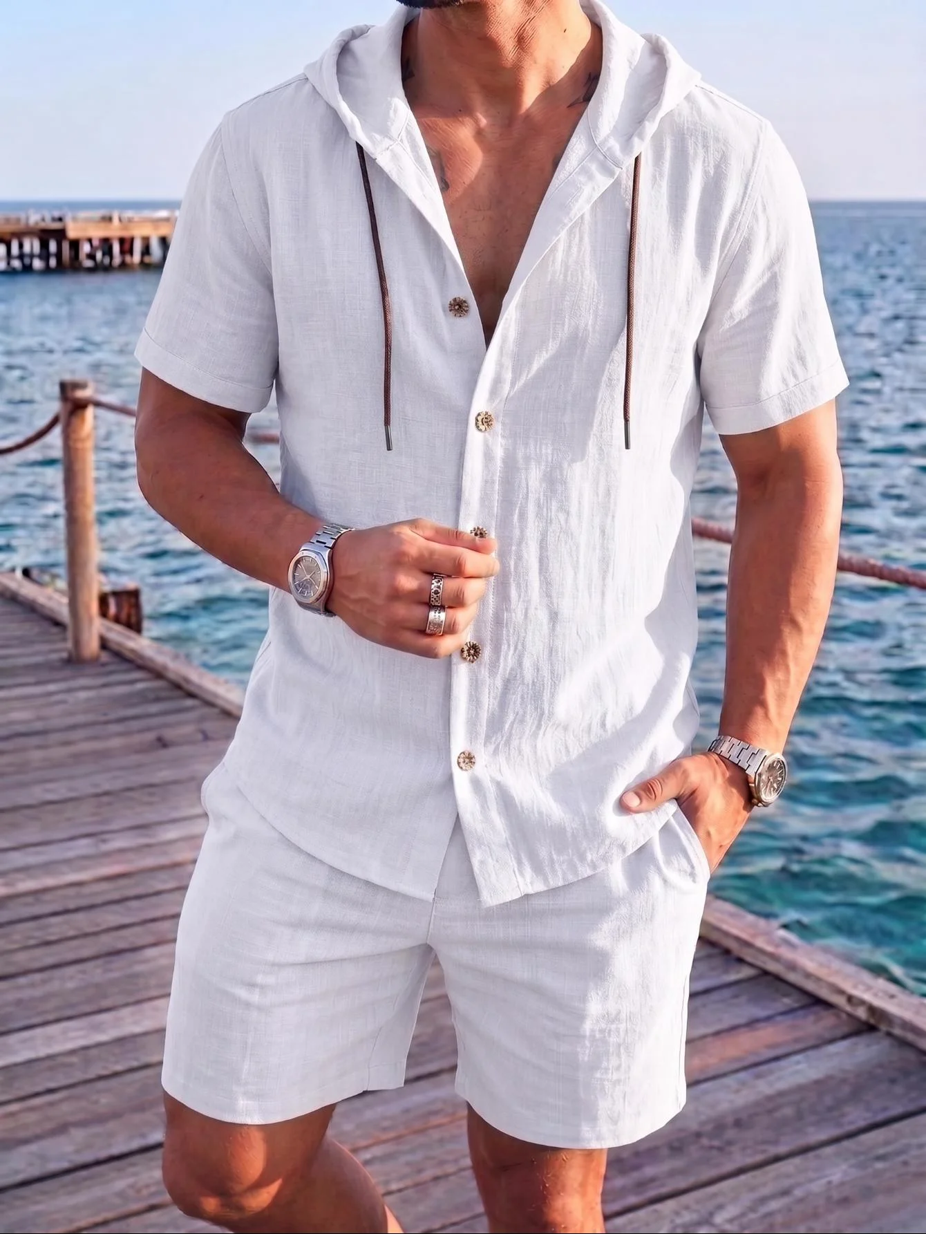 Linen Shirt Summer - Conjunto Masculino de Linho Antirrugas: Camisa