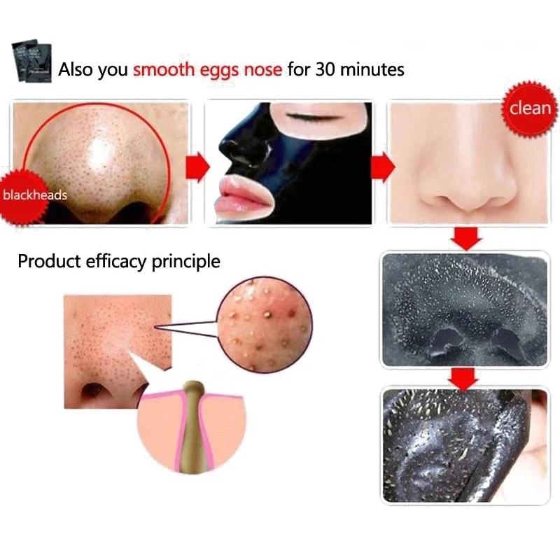 5pcs Facial Black Mask Face Care Nose Acne Blackhead Remover Minerals Pore Cleanser Mask Black Head Strip Remover Makeup Nose