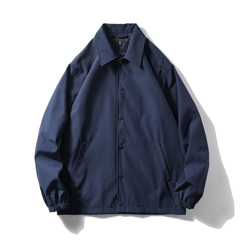 

Spring Faionable Men's Water-Resistant Collar Jaet Single-Button Couple Sle Stand Fit Long Sve Urban Wear