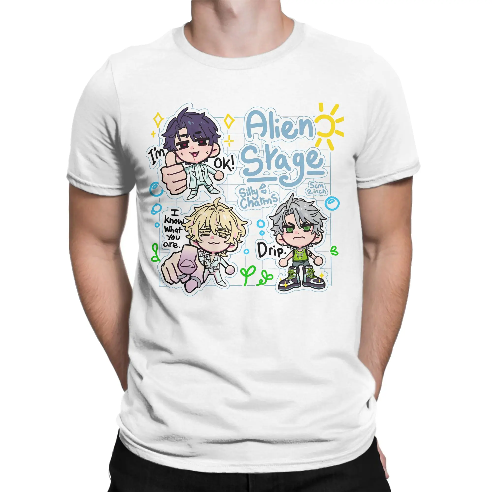 Alien Stage T-Shirt for Men Women Luka Till Ivan Cartoon Vintage Cotton Tee Shirt Crewneck T Shirt Plus Size Clothing