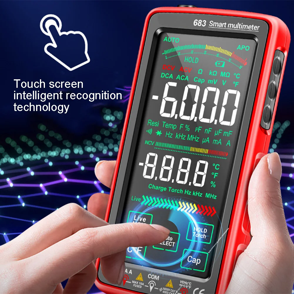 683 FullScreen Digital Multimeter USB Li-battery Charging TouchScreen Multimeter High-precision Intelligent Automatic Range Tool