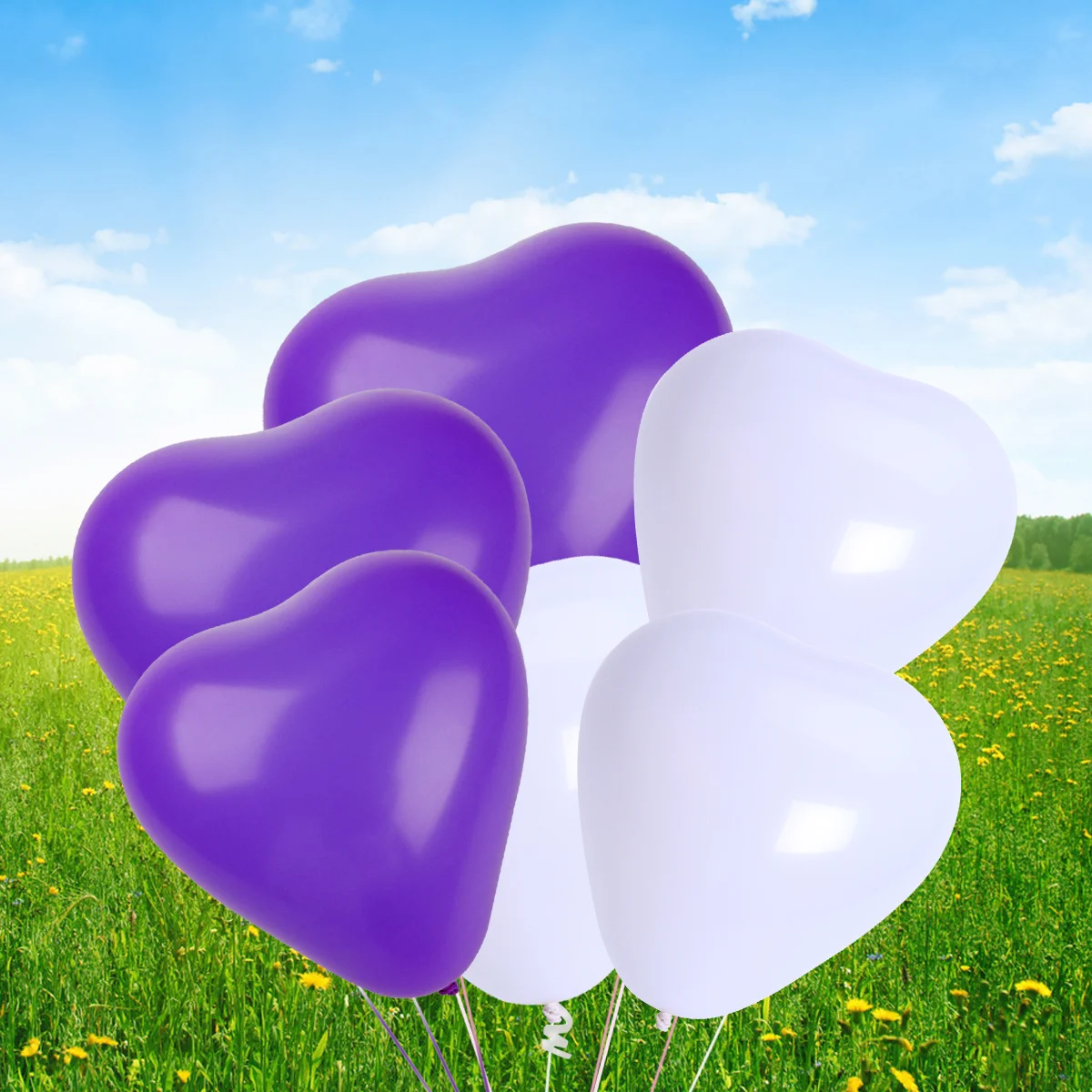 

50Pcs Heart Latex Balloons 10 Inch White Purple Romantic Party Decoration Wedding Birthday Shower Supplies