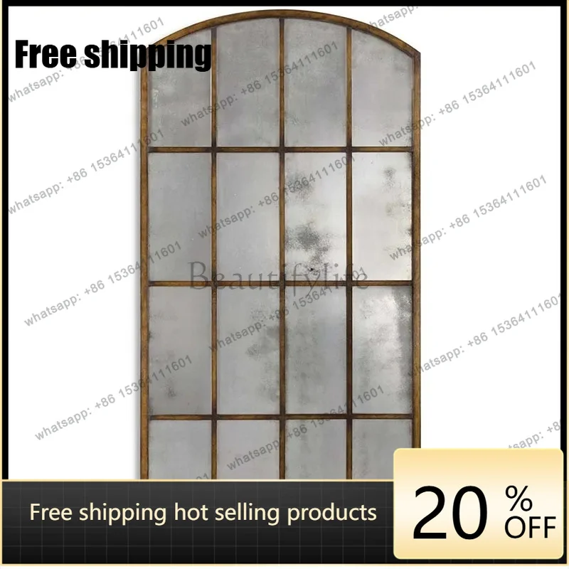 Factory DirectVintage bedroom home decorative mirror arch art dining room false window full body mirror