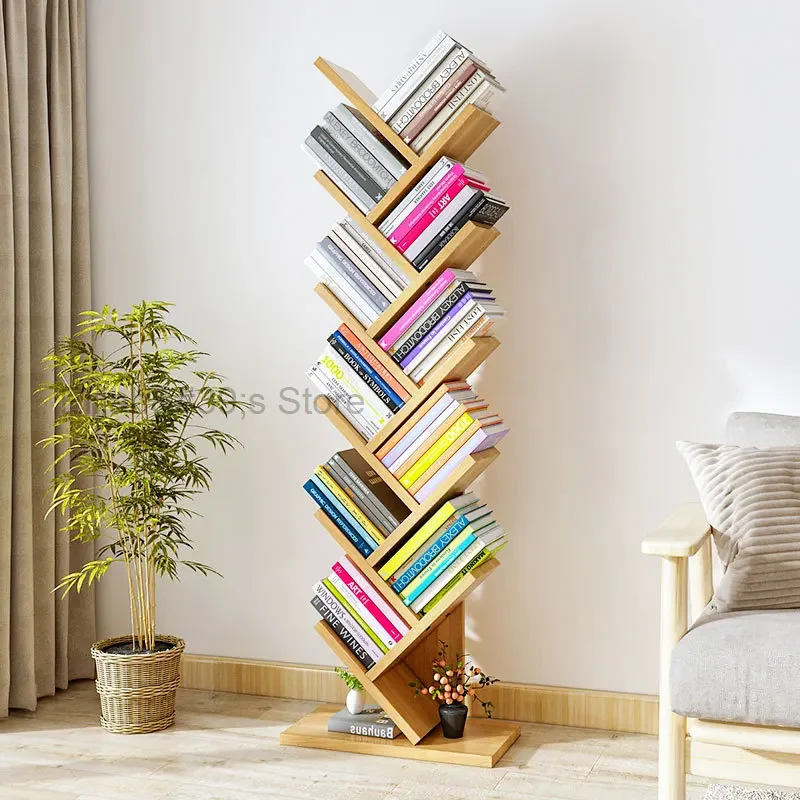 Simple Floor-to-ceiling Bookshelf Rack Creative Tree-shaped Vertical Storage Cabinet Economical Student Storage Bookshelf