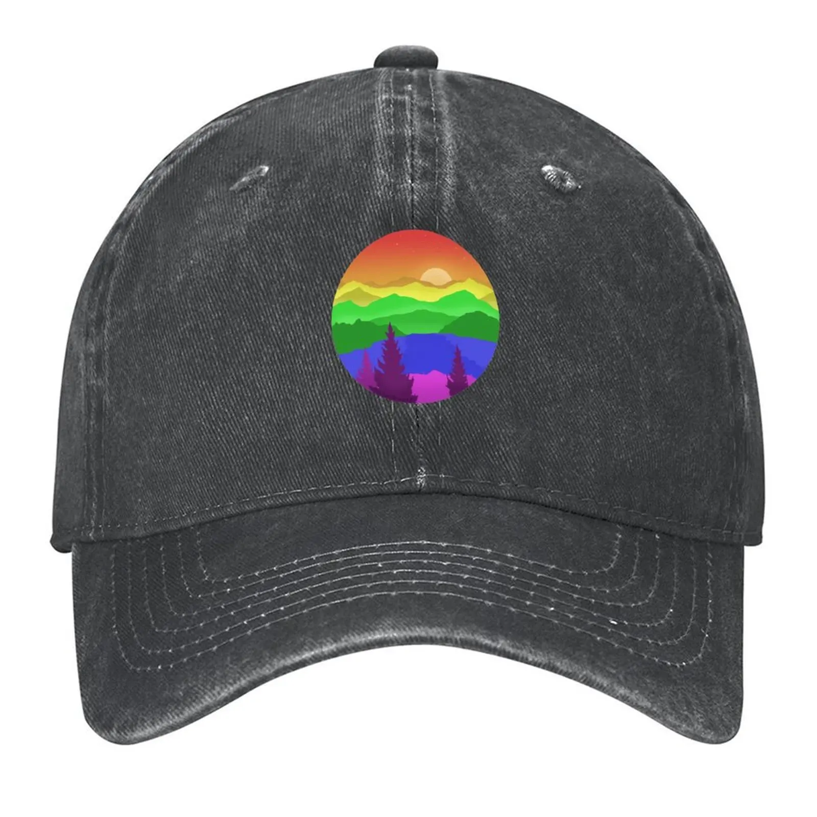 

Subtle Pastel Rainbow Mountainscape Baseball Cap Streetwear winter hats for men derby hat Icon Trucker Hats For Men Women's