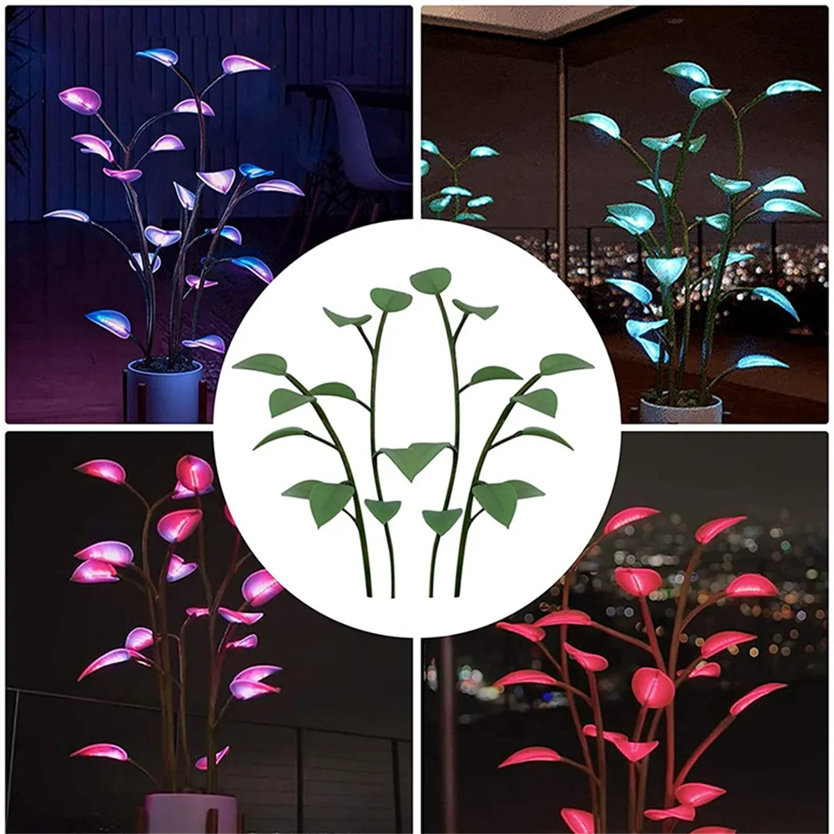 Magical Glowing Potted Plant Indoor Plant LED 3 Color-Changing Artificial Plants Bonsai Light Artificial (Without Pot)