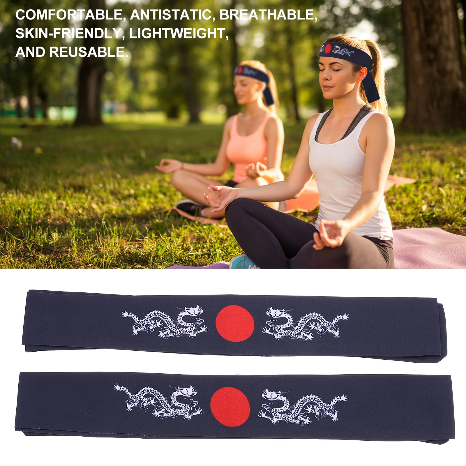 2 uds Bushido diadema entrenamiento de Karate estilo japonés Yoga deportes cocina Clip ejercicio correr entrenamiento accesorios para el cabello