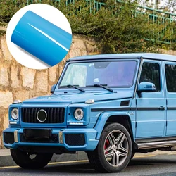 Gloss Light Blue Car Wrap Sticker Color Change Vinyl Film Bubble Free Wrapping Car Accessories Auto Exterior Interior Decoration