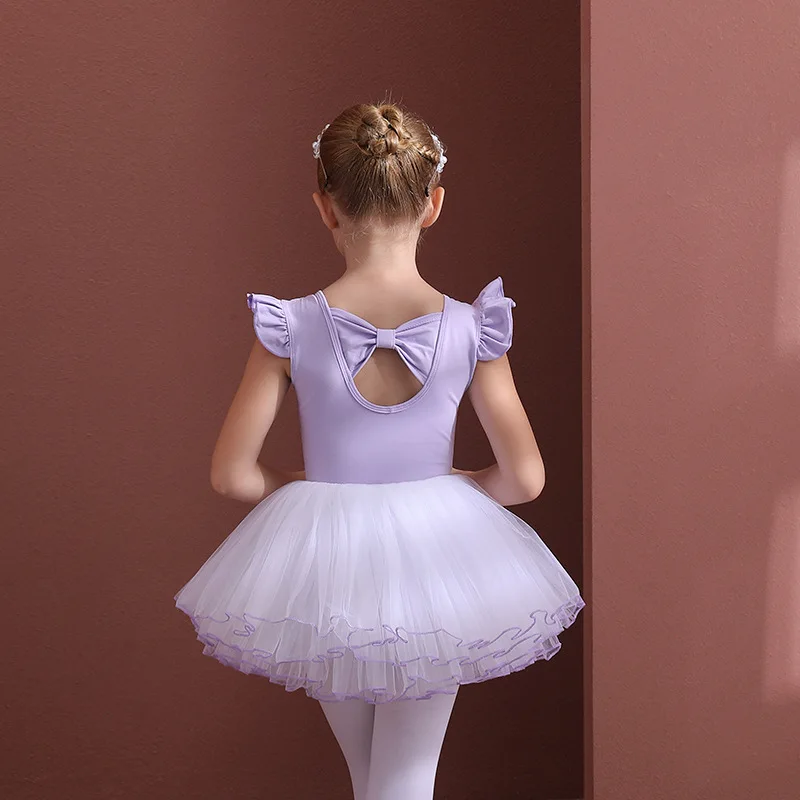 

Kids Ballet Dancewear Cotton Purple Summer Dress Sleeveless Dancewear for Children Practice Birthday Carnival Party Suit