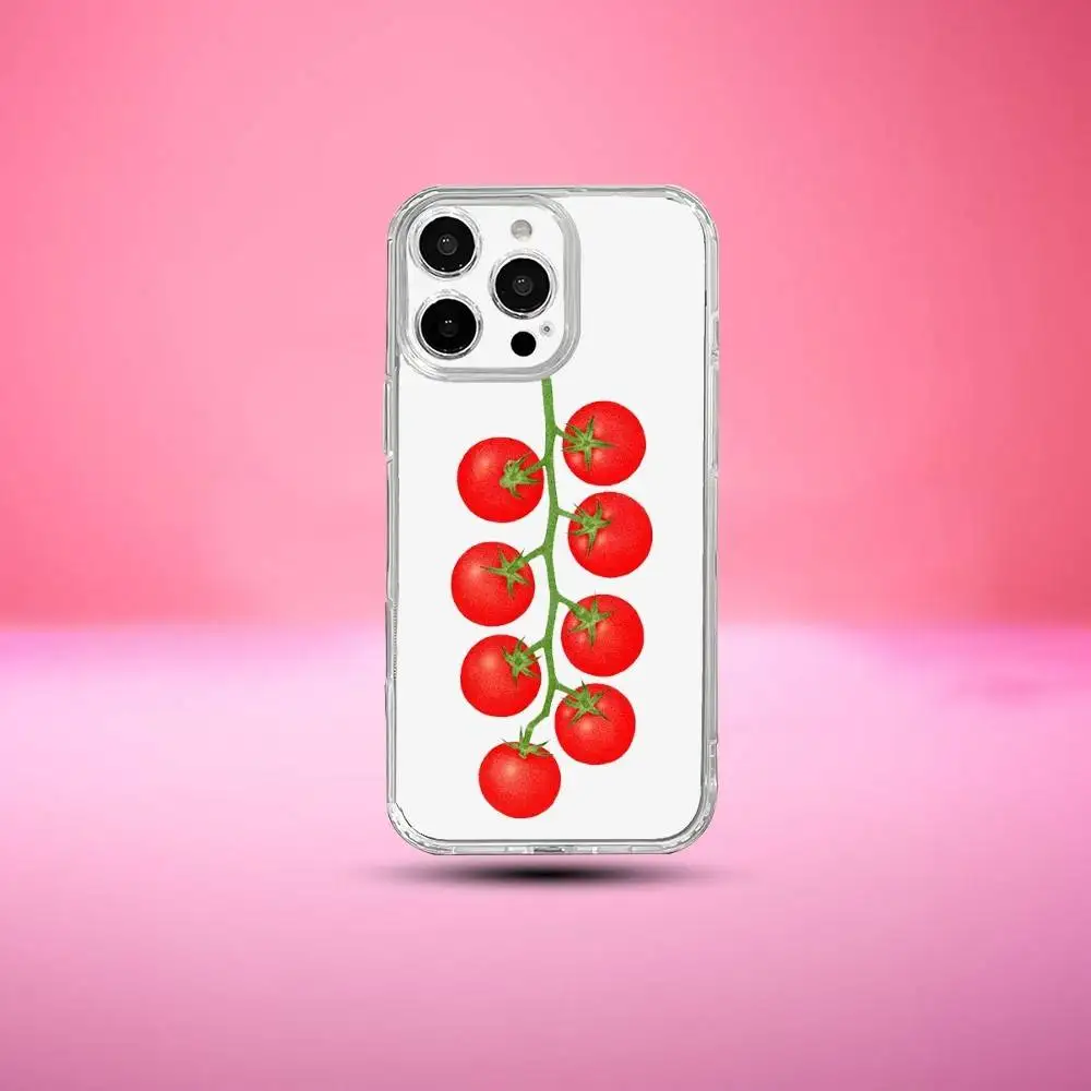 Funda de teléfono para iPhone17,16,15,14,13,12,11 Plus,Pro Max, funda transparente suave, frutas y tomates