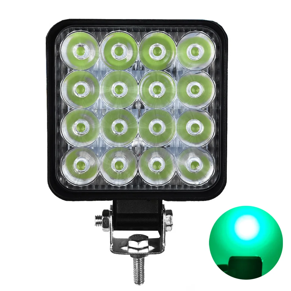 1PC Work Light 16 LED Work Green Lights Bar Floodlight Car ATV Off-Road Driving Fog Lamp 12V 24V 48W 6000K Waterproof Light Bar