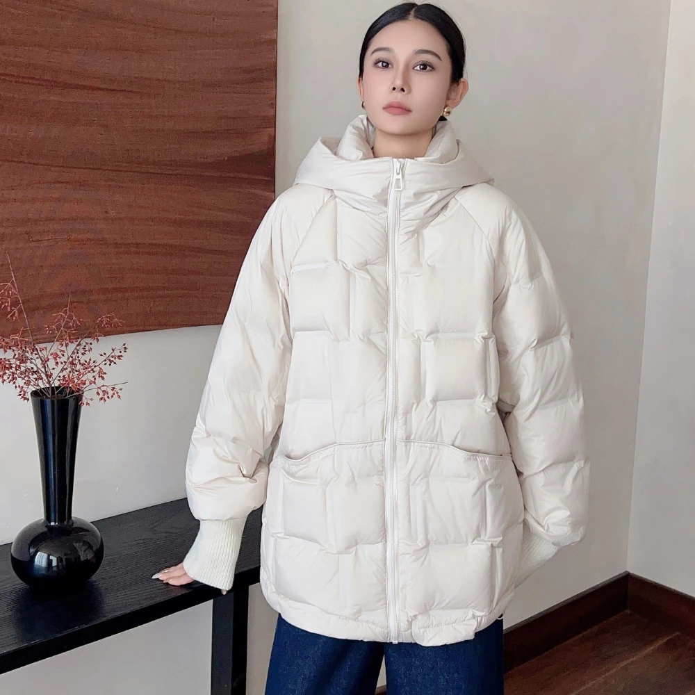 Winter Down Jacket Women with Hood and Duck Down Padding Female Luxury Warm Comfortable Jacket for Everyday Fashion Travel
