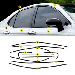 10PCS Fit For Toyota Camry 2018-2022 Glossy Black Car Window Sill Trim Molding Strips Cover Trim Auto Styling Accessories