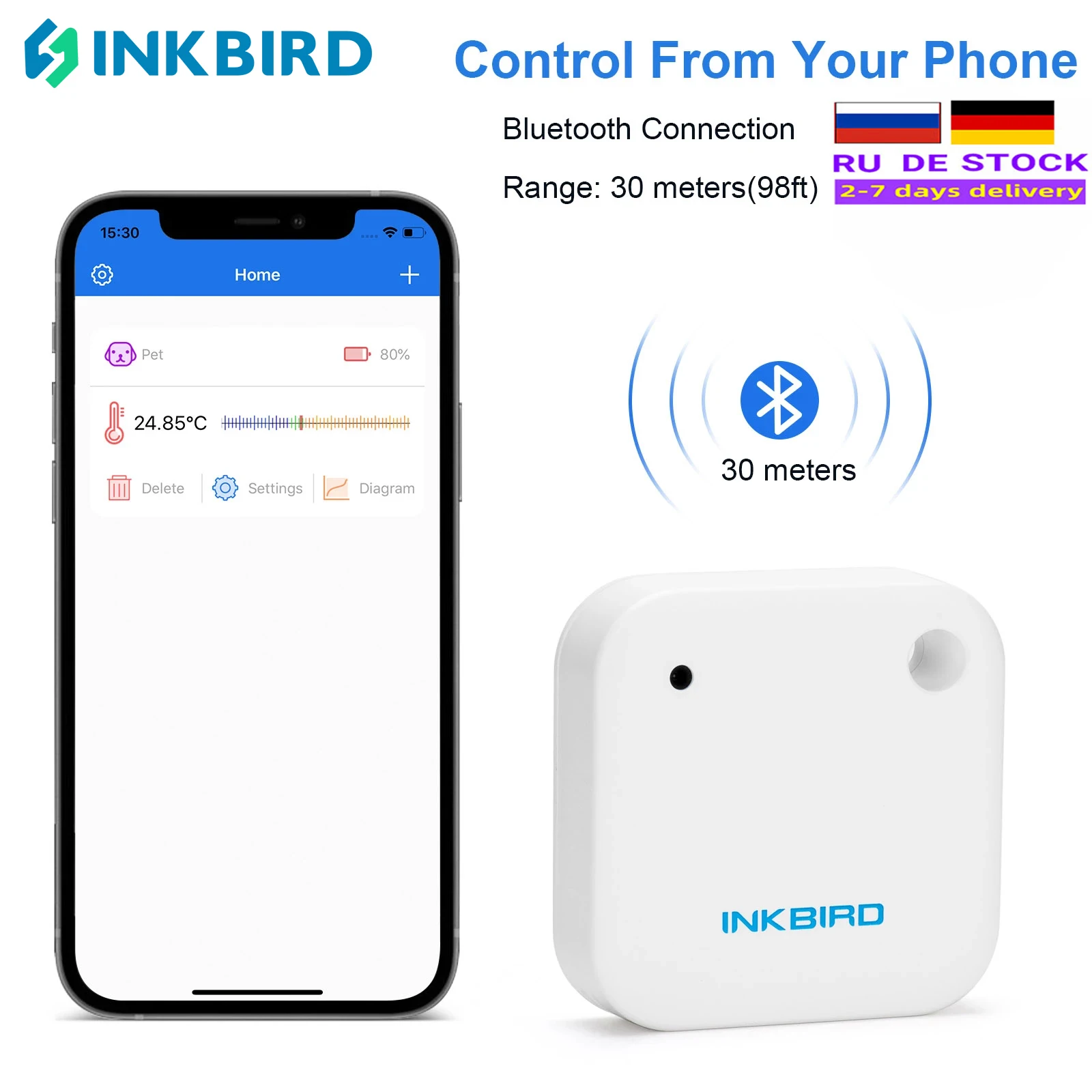 IBS-TH2 Wodoodporny Bluetooth Magnetyczny kryty Wygodny czujnik temperatury Miernik Termometr Miernik Aplikacja Alarm Dane zdalnego sterowania