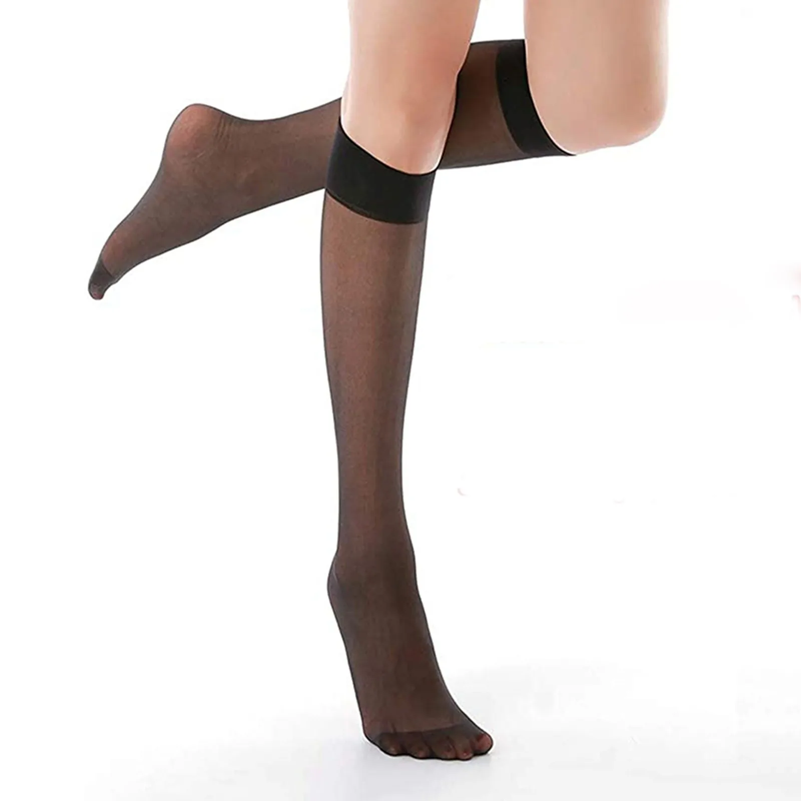 1pair Women Ultra-thin Nylon Stockings Transparent Elasticity Ladies Knee Socks High Quality Long Socks for Girls Stocking